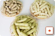 「もずくスナック」「帆立スナック」「健康お茶スナック」